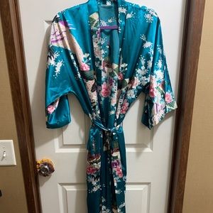 Floral silk robe